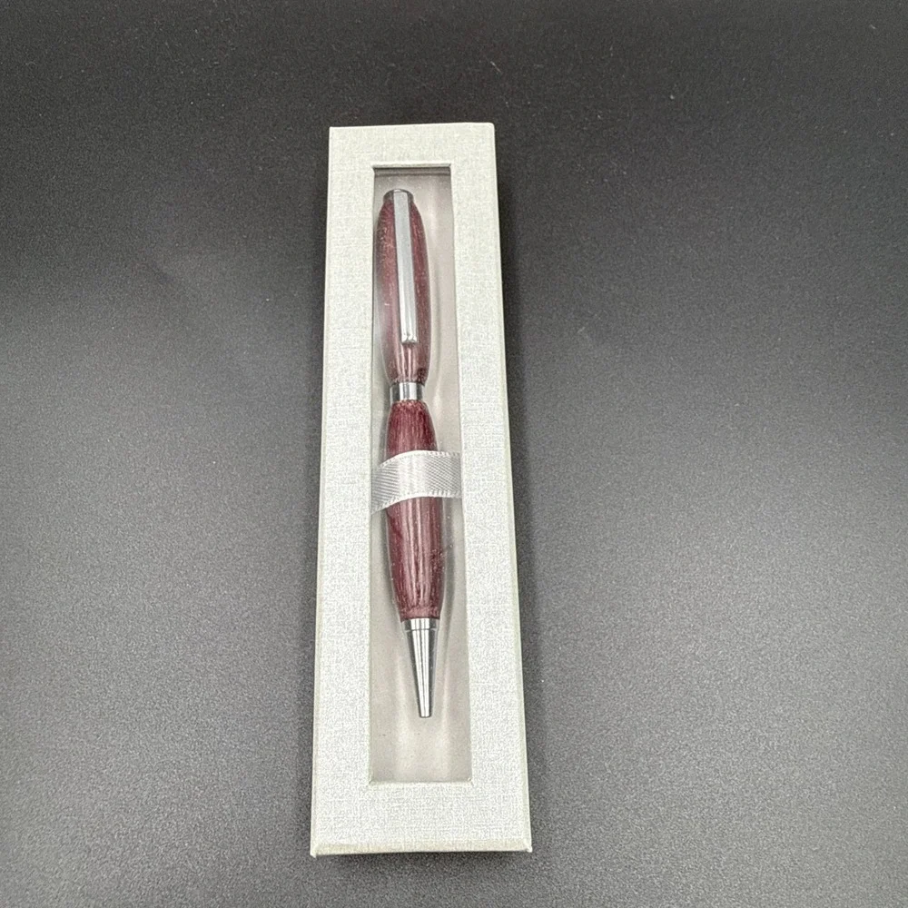 Hand Turned Purple Heart Ink Pen With Black Ink